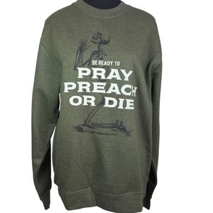 Olive Green Graphic Women's Sweatshirt Size Med